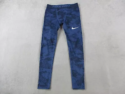 Nike Pants Mens Medium Blue Camo Pro Tights Compression Athletic Training CU4959 • $29.99