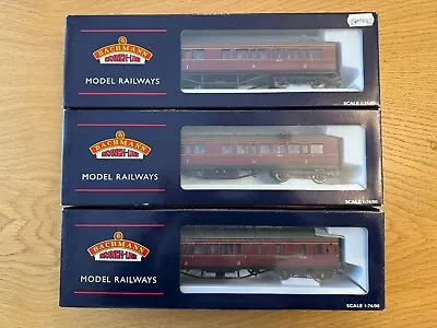 Set Of 3 Bachmann 57FT Corridor Crimson LMS Carriage 34-226B 34-251B 34-252B #27 • £70