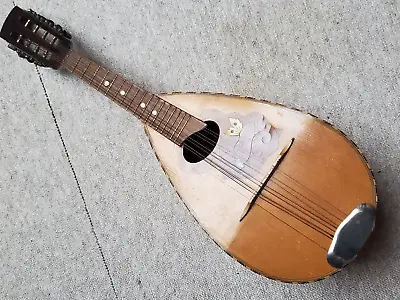 Old German Mandolin W. Inlayed Butterfly & Flower • $79