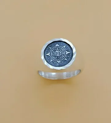 Aztec Calendar Ring Sterling Silver  950 Mayan Sun  • $90