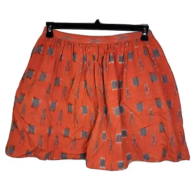 Mata Traders Boho Orange Geometric Print Mini Skirt Size M Aztec Western Bright • $7.25