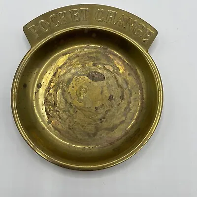 Vintage Brass Pocket Change Dish Coin Tray Holder  5   Diameter • $9.49