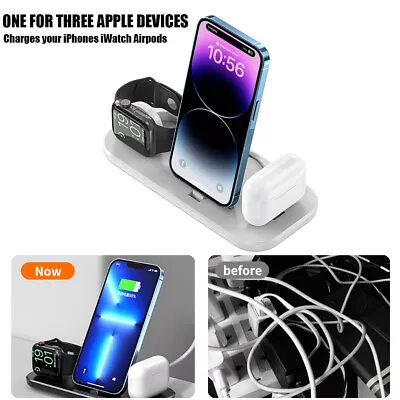 Wireless Charging Dock 3 In 1 For IPhone 14 13 12 11 AirPods Apple Watch Charger • $17.85