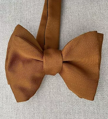 Vintage Bow Tie Solid Golden Brown / Ocher Adjustable Self-Tie 3.5  Wide • $22