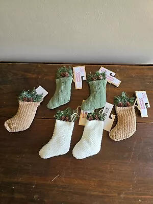 NWT 6pc Set Of Holiday Style Christmas Ornaments Stockings W/Tree Branches • $19.99