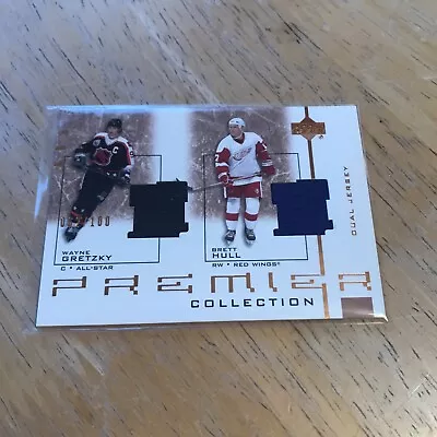 Gretzky Hull 2001 Premier Collection Dual Jersey /100 HOF NHL • $59.99