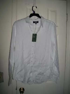 Men's Size L Linen Long Sleeve White Shirt NEW By Quince • $24.99