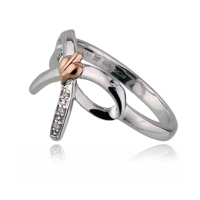 Clogau Silver Ring Size L Diamond Bow Welsh Rose Gold 3STOLBR • £59.95