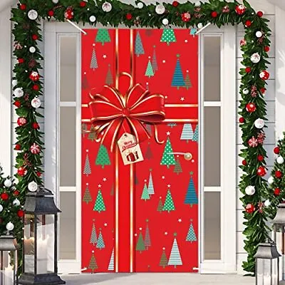 Christmas Door Cover Decoration Merry Christmas Trees Door Banner Christmas Red • $12.13