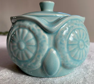 Ceramic Owl Trinket Bowl With Lid Turquoise Blue Better Homes And Gardens 4.5” • $12