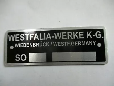 Nameplate Westfalia Plants SO Sign Flat WOMO MOTORHOME BUS VW T2 T3 S82 S90 • $31.33