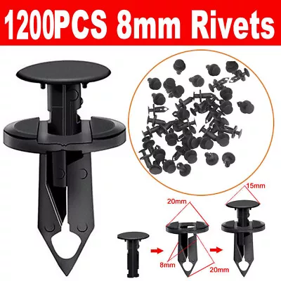 1200PCS 8mm Bumper Clips Auto Car Hole Retainer Rivets Fastener Fender Push Pin • $48.13