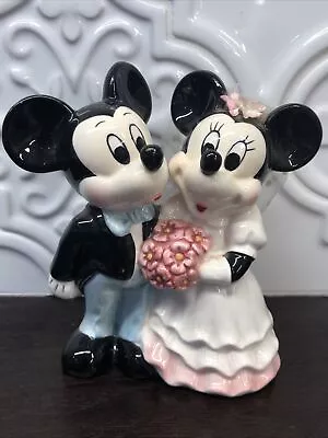 Mickey And Minnie Wedding Bride And Groom Vintage Ceramic Figurine Cake Topper • $30