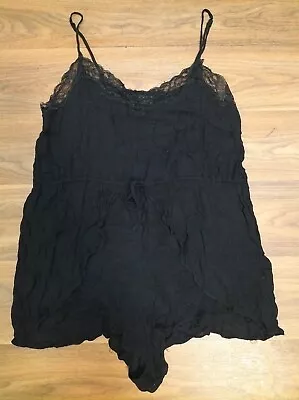 City Chic Black Lace Edged Playsuit SzXS/14 Black • $1