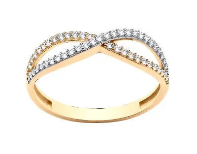 £79.95 • Buy 9ct Gold 0.25ct Crossover Eternity Wedding Ring Size J - UK Hallmarked