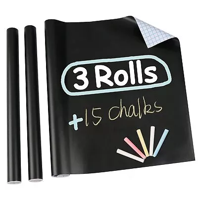 3 Rolls 17” X 78.7” Chalkboard Contact Paper - Adhesive Blackboard Wall Decal... • $25.66