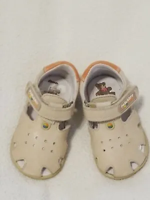 Pablosky Infant Girls LeatherShoes-Sz 20-Beige With Peach Accents-Good Condition • $9.99