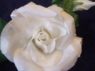 Vintage Millinery Flower White Rose Boutonniere G39 • $3.75