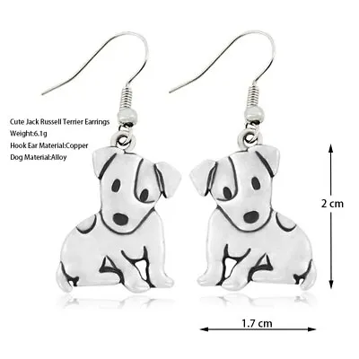 £3.25 • Buy Stunning Silver Tone Pair Of Jack Russell  Dog Earrings .With Organza Bag ...