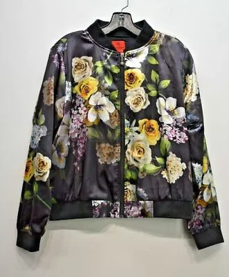 $30.09 • Buy V Cristina Women Floral Print Long Rib Sleeve Full Zip Casual Bomber Jacket M