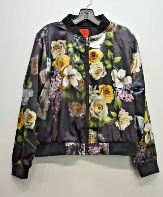 V Cristina Women Floral Print Long Rib Sleeve Full Zip Casual Bomber Jacket M • $27.08