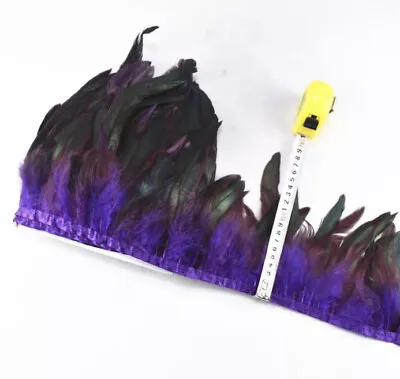 BULK 2 Metres PURPLE BRONZE Rooster Coque Feather Fringe Ribbon Trim DIY Craft • $21.95