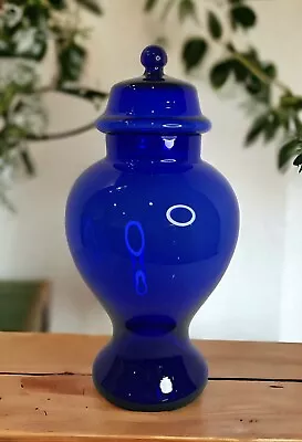 Vintage MCM Cobalt Blue Glass Covered Apothecary/Urn/Ginger Jar 15.5” Tall • $125