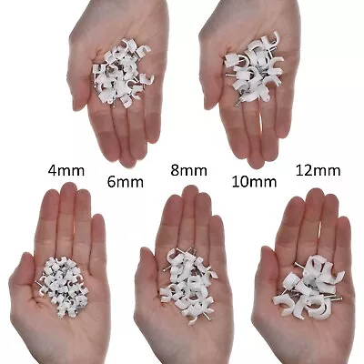 £3.78 • Buy ROUND CABLE CLIPS Assorted/Small/Large White Wall Tacks Wire Cord Tidy Holder