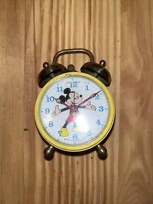 Walt Disney Productions Phinney Walker Mickey Mouse Alarm Clock Vintage Yellow! • $15.99