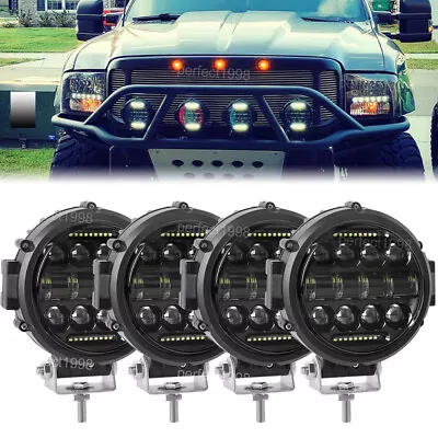 4pcs 7 Inch Round LED Driving Lights Combo DRL Offroad Spot Spotlights Lamp SUV • $169.95