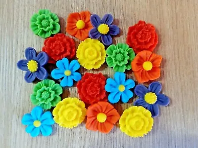 £5.45 • Buy Rainbow  Edible Sugar Paste Flowers Cup Cake Decorations ,Toppers, Birthday