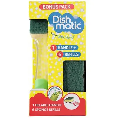 Dish Matic Washing Up Brush Sponge With Liquid Dispenser Or Dishmatic Refills • £13.45