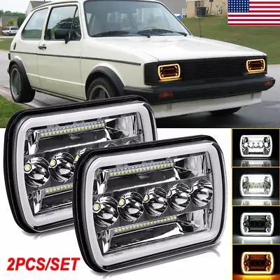 For VW Rabbit 1979-1984 2PCS 7x6  LED Headlights DRL High/Low Beam NEW DOT H4 • $38.06