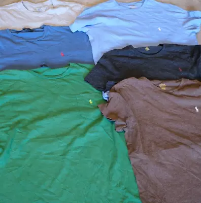 LOT Of 6 Polo Ralph Lauren Shirts Men Size Medium Short Sleeve Crew Neck Colors • $0.99