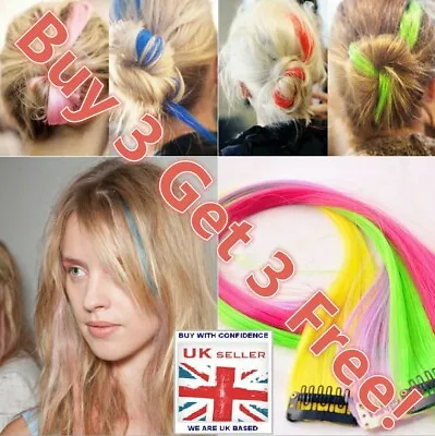 £1.09 • Buy BUY 3 GET 3 FREE! Rainbow Clip In Highlight Streaks Like Human Hair Extension UK