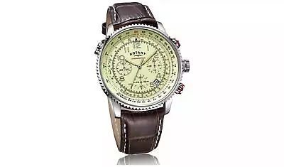 Rotary Men's Chronograph Chronospeed Cream Dial Brown Leather Watch GS03447/08 • £99.99