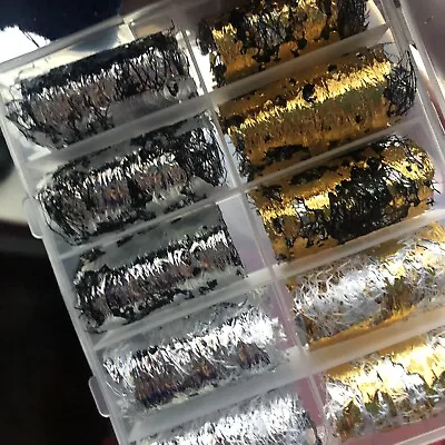 Netting Foil Flakes Nail Art 12 Colors In Box 💖💖💖 • $8