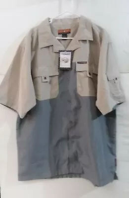 NWT Veezo Men's 100% Polyester Khaki And  Gray Shirt Size XL Chest Patch Pockets • $24.99