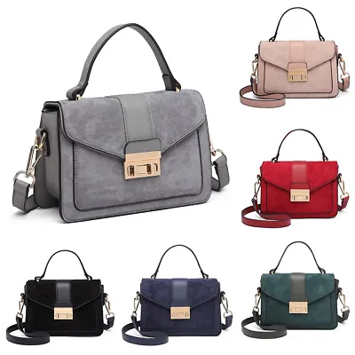 Ladies Faux Leather Medium Shoulder Handbag Totes Bag Cross Body Bag Satchel • £12.99