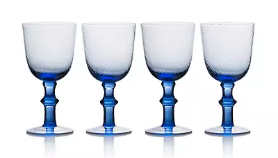 Mikasa Avalon Blue 14oz Goblets Set Of 4 Glasses • $35.99