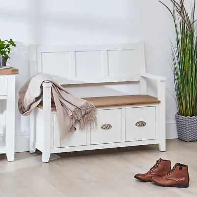 Cheshire White Painted Monks Hall Bench With 3 Drawers - Storage Seat - CW38 • £369