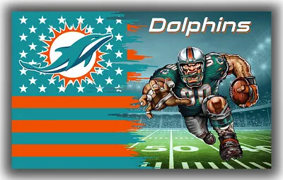 Miami Dolphins Team Mascot Memorable Flag 90x150cm 3x5ft Fan Best Banner • $15.95