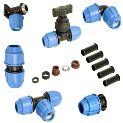 MDPE Plastic Compression Fittings 25mm FLOPLAST Water Pipe WRAS Approved • £4.91