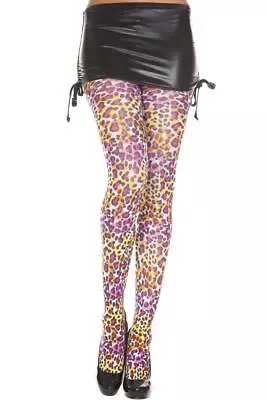 NEW Sexy MUSIC LEGS Opaque CHEETAH Cat RAINBOW Nylons PANTYHOSE Stockings TIGHTS • £6.34