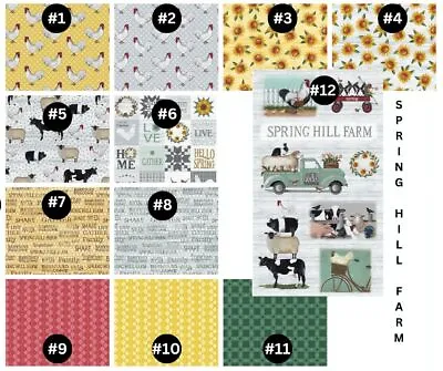 Spring Hill Farm Roosters Sunflowers Farm Animals Fabrics Benartex By Half Yard • $3.75