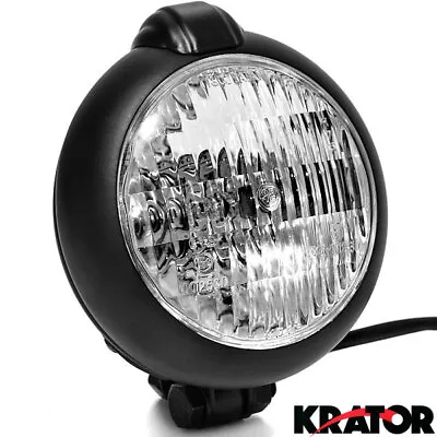 Motorcycle Racer Headlight 5inch Housing Bobber Headlight Universal Black Lamp • $16.10
