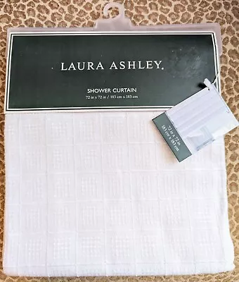 LAURA ASHLEY Embroidered White 72  X 72  Cotton Blend SHOWER CURTAIN Gilliam NEW • $33.99