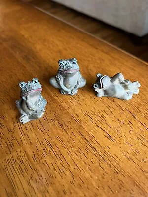 Vintage Three Cute Relaxed Frogs Lot Resin Small Miniature Decor Figurine Plant • $7.99