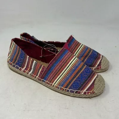 Minnetonka Pam Desert Print Striped Fabric Espadrille Flat Shoes Size US 7 NWT • £13.49