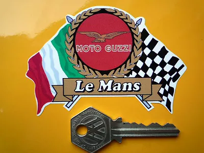 MOTO GUZZI LE MANS Flags & Scroll Helmet Or Motorcycle Sticker V7 T3 Etc  • $4.42